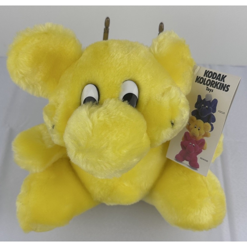 VTG‎ 1991 Kodak Kolorkins Shutter Plush Toy Yellow Stuffed Camera Mascot w Tag 9